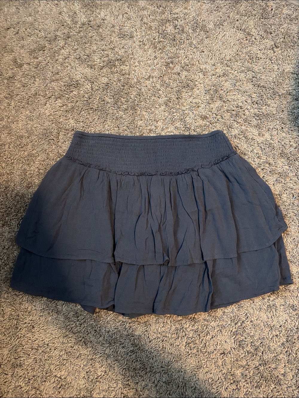 Hollister Navy Blue Layered Ruffle Mini Skirt
